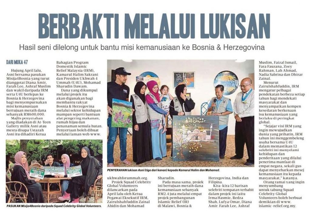 Harian Metro 120718 Berbakti Melalui Lukisan Islamic Relief Malaysia